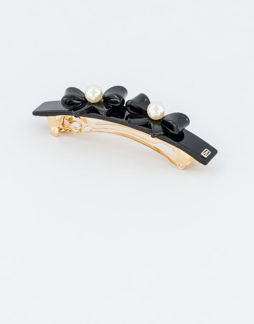 Alexandre De Paris Poesie Acetate And Pearls Barrette In Black