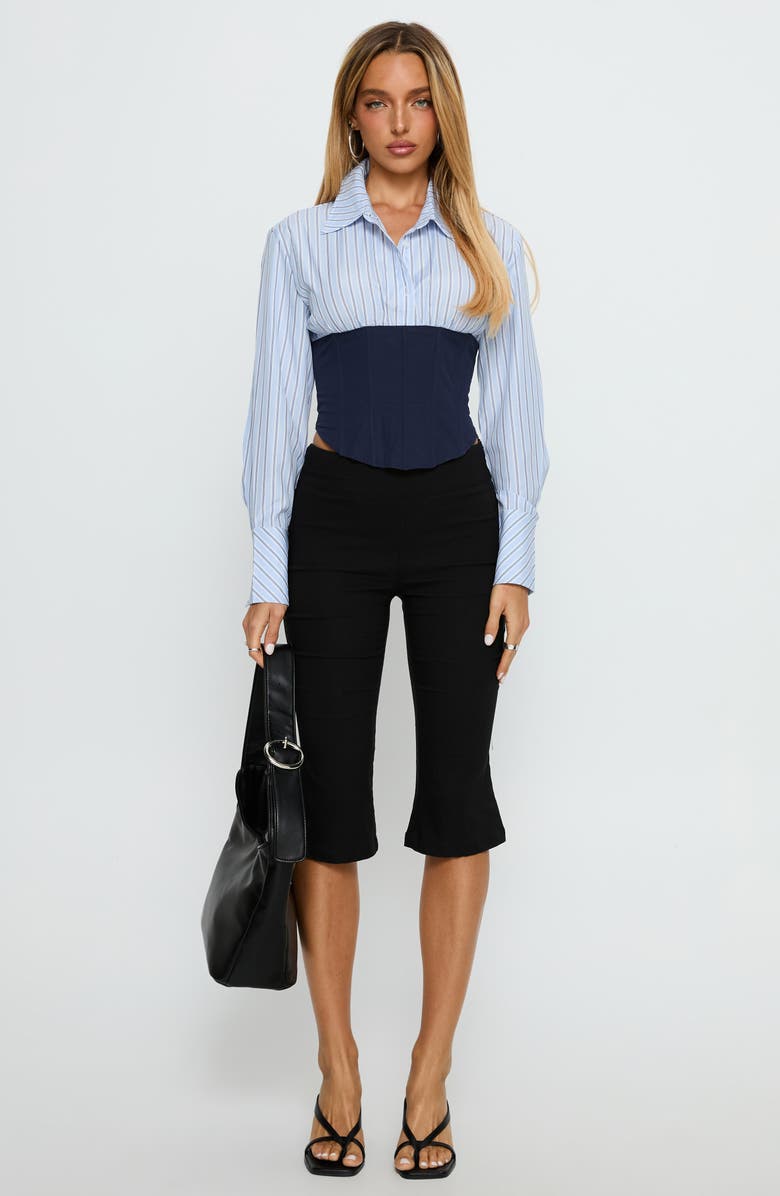 Princess Polly Darvell Corset Woven Shirt, Alternate, color, Blue