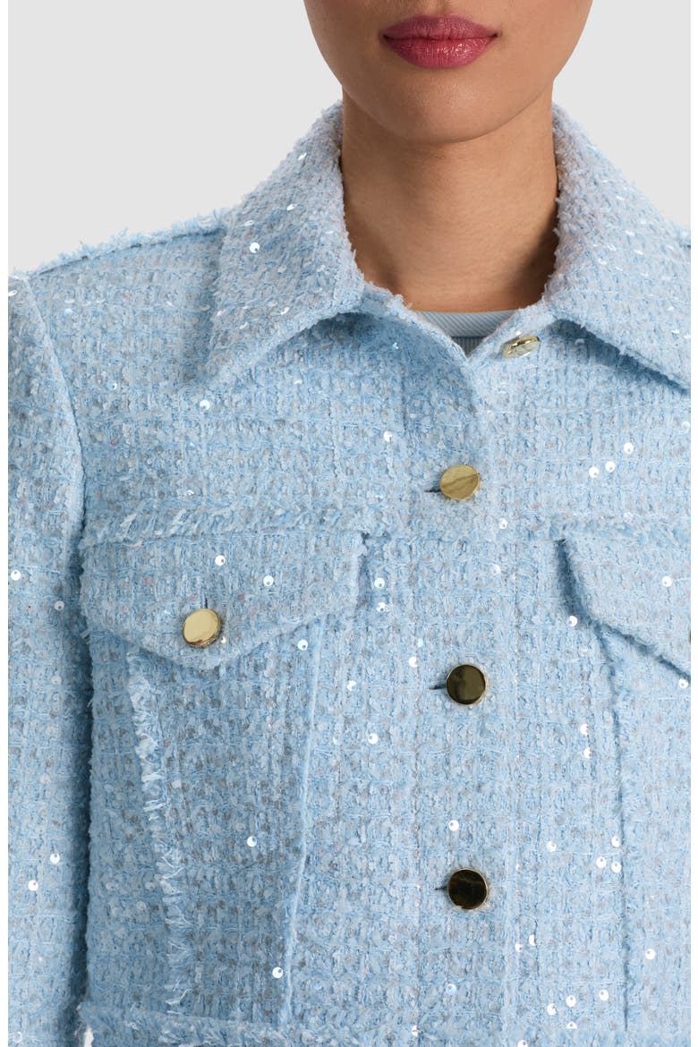 Chloe Sequin Embellished Tweed Crop Jacket, Alternate, color, CAROLINA BLUE