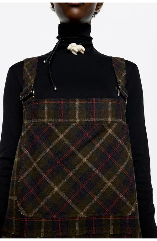 Bimba Y Lola Checked Pinafore Dress In Brown