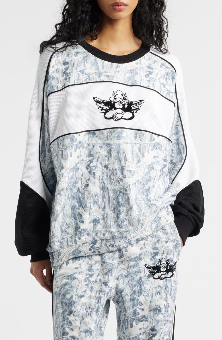 BOYS LIE Snowed In Camo Thermal Sweatshirt, Main, color, Black And White