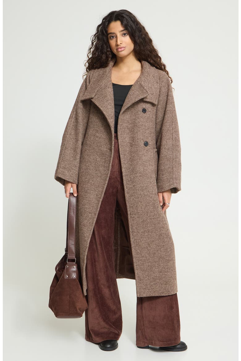 Gaziva Tie Waist Coat, Alternate, color, CHOCOLATE BROWN MELANGE