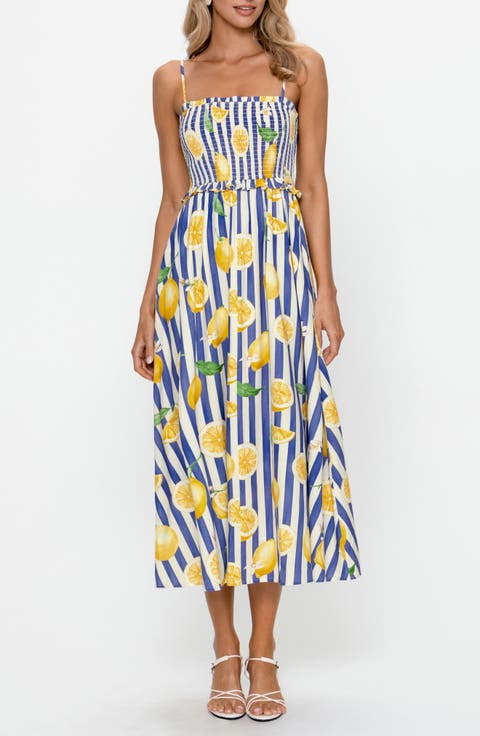 Smocked Sleeveless Midi Dress