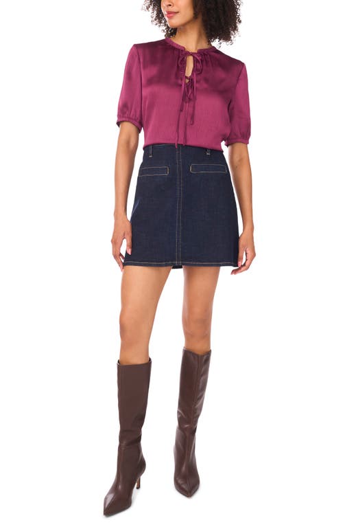 Vince Camuto Front Tied Short Sleeve Blouse In Purple