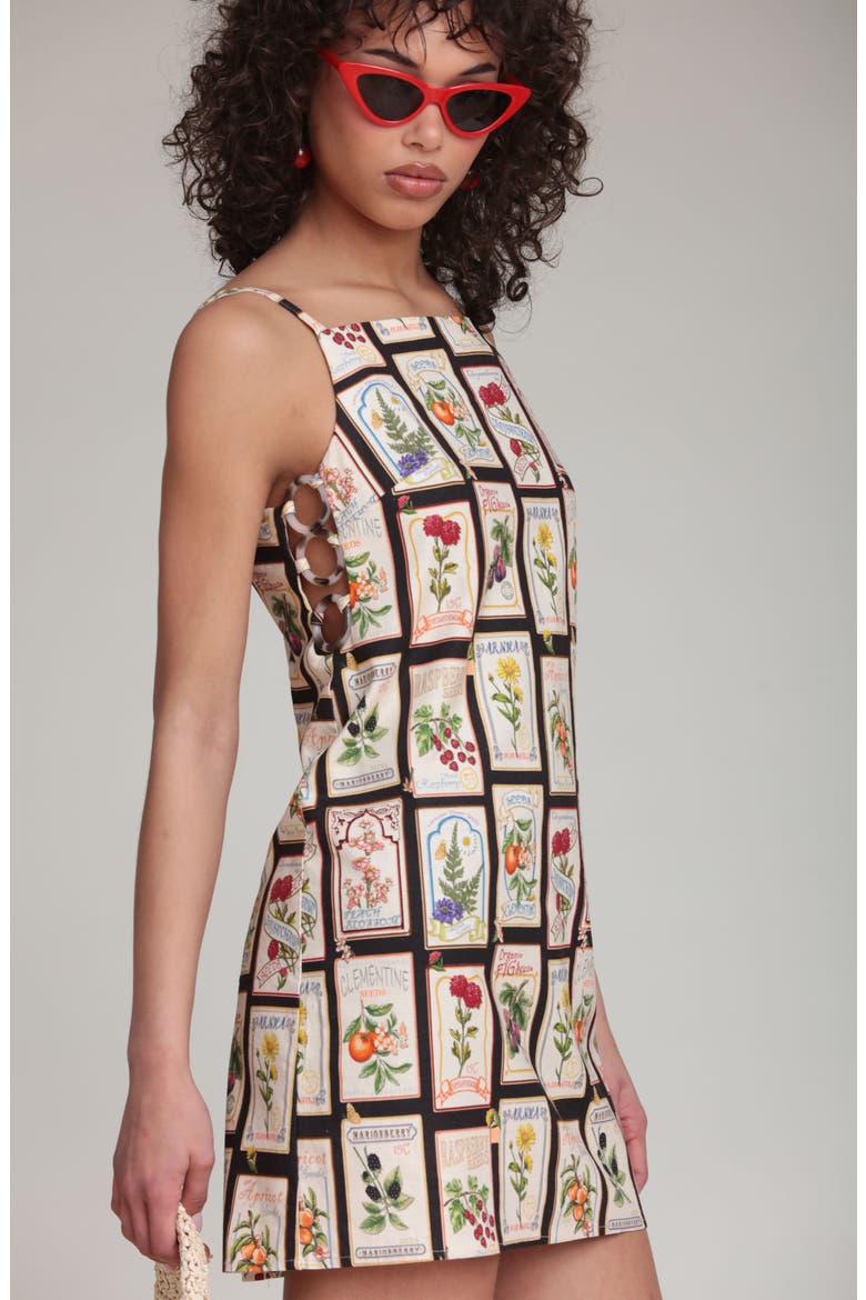 Seed Packet Print Minidress, Alternate, color, BLACK SEED PACKET