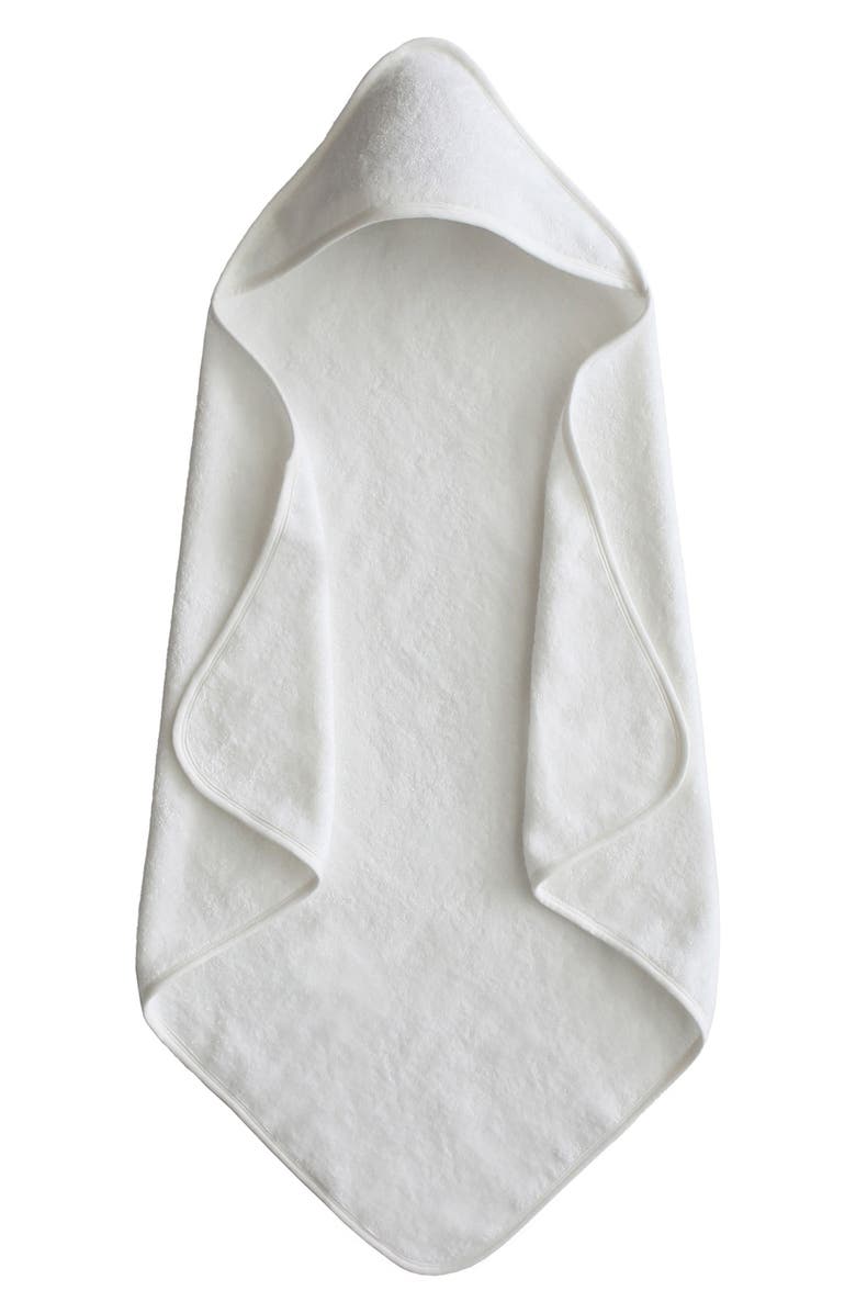 Mushie Hooded Organic Cotton Towel, Main, color, Pearl