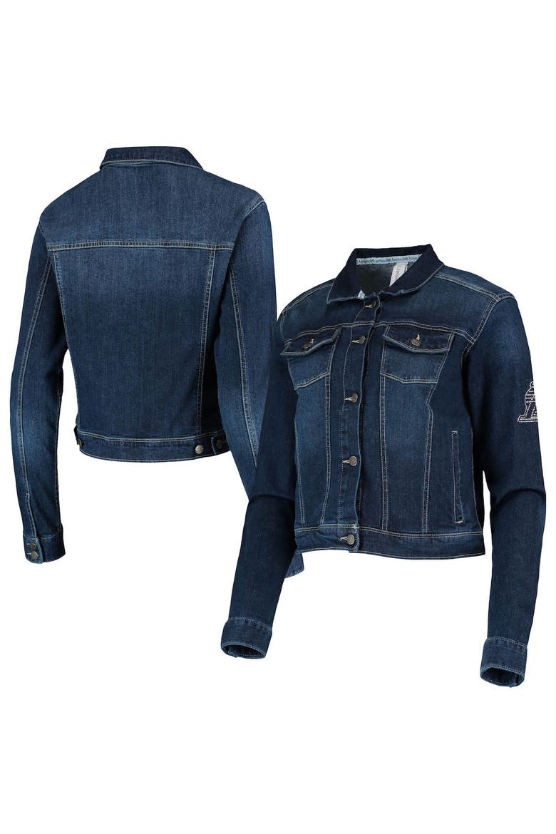 Women's Lusso Blue Los Angeles Lakers Georgie Swarovski Crystals Button-Up Denim Jacket, Main, color, Blue
