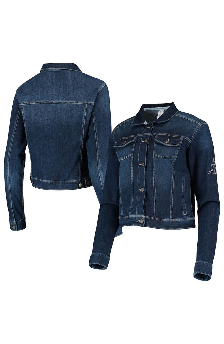 LUSSO Women's Lusso Blue Los Angeles Lakers Georgie Swarovski Crystals Button-Up Denim Jacket, Main, color, Blue