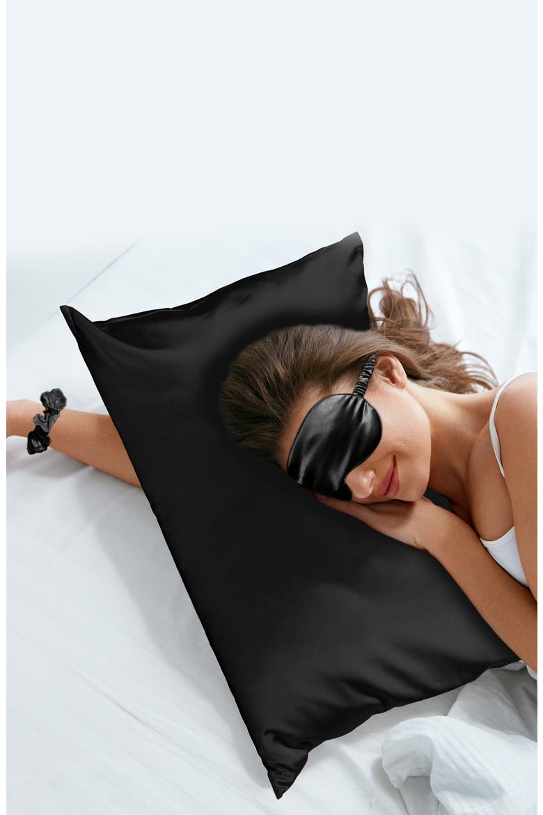 Satin Sleep 5-Piece Set, Alternate, color, BLACK