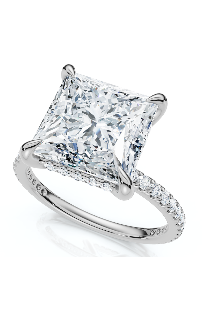 Bliss Diamond Certified 4 1/3Ct Princess Cut Side Halo Engagement Ring 14k Gold/Pt Lab Grown, Alternate, color, 