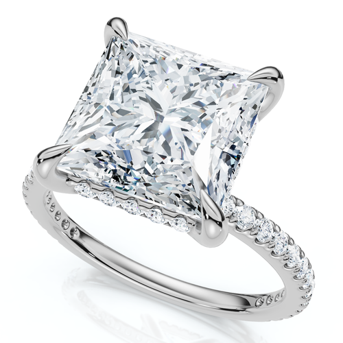 Bliss Diamond Certified 4 1/3ct Princess Cut Side Halo Engagement Ring 14k Gold/pt Lab Grown