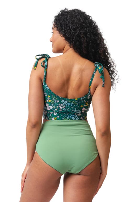 Shop Lime Ricki Swimwear Reversible Ultra High-waist Bottom In Cottage Floral/basil