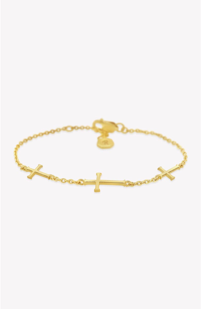 Rizen Jewelry Calvary Cross Bracelet, Main, color, 18K Gold Plated