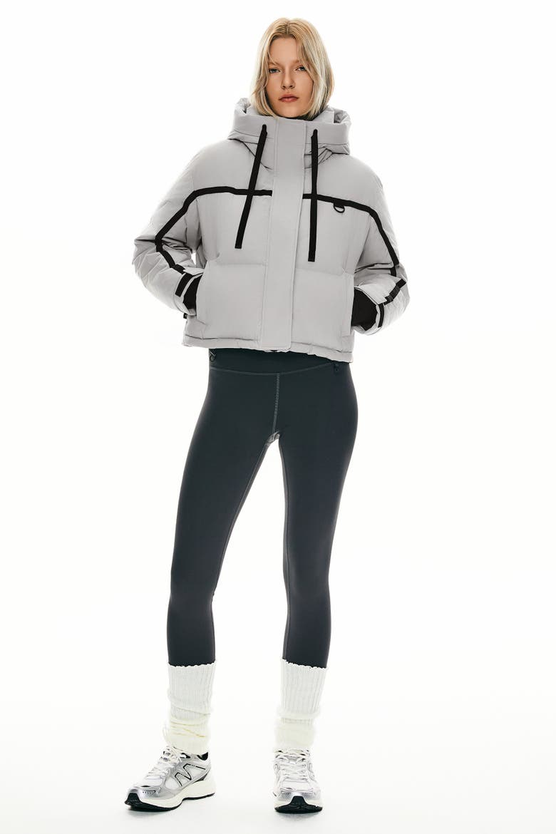 Winter Quilted Hooded Cropped Down Puffer Jacket, Main, color, Gray