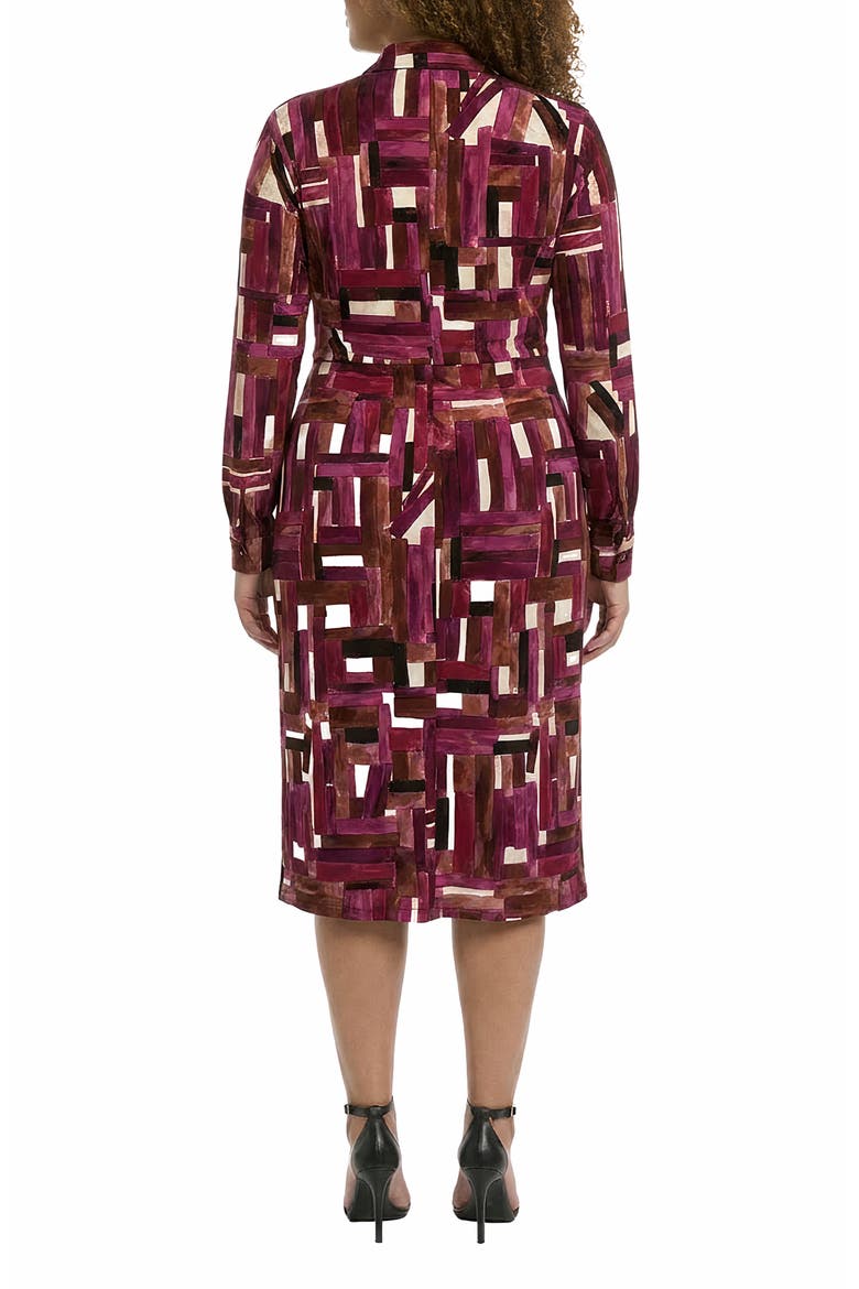 Faux Wrap Tie Midi Dress, Alternate, color, CREAM/ D WINE
