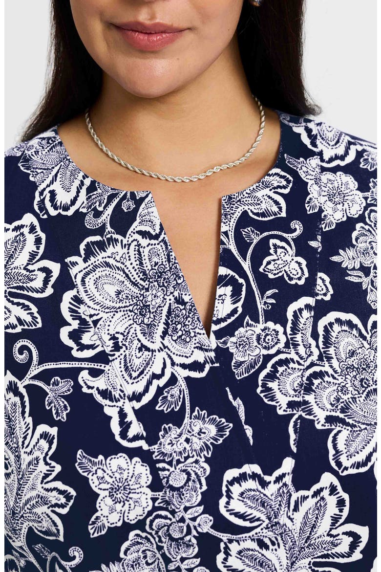Vena Print Top, Alternate, color, NAVY/ WHITE