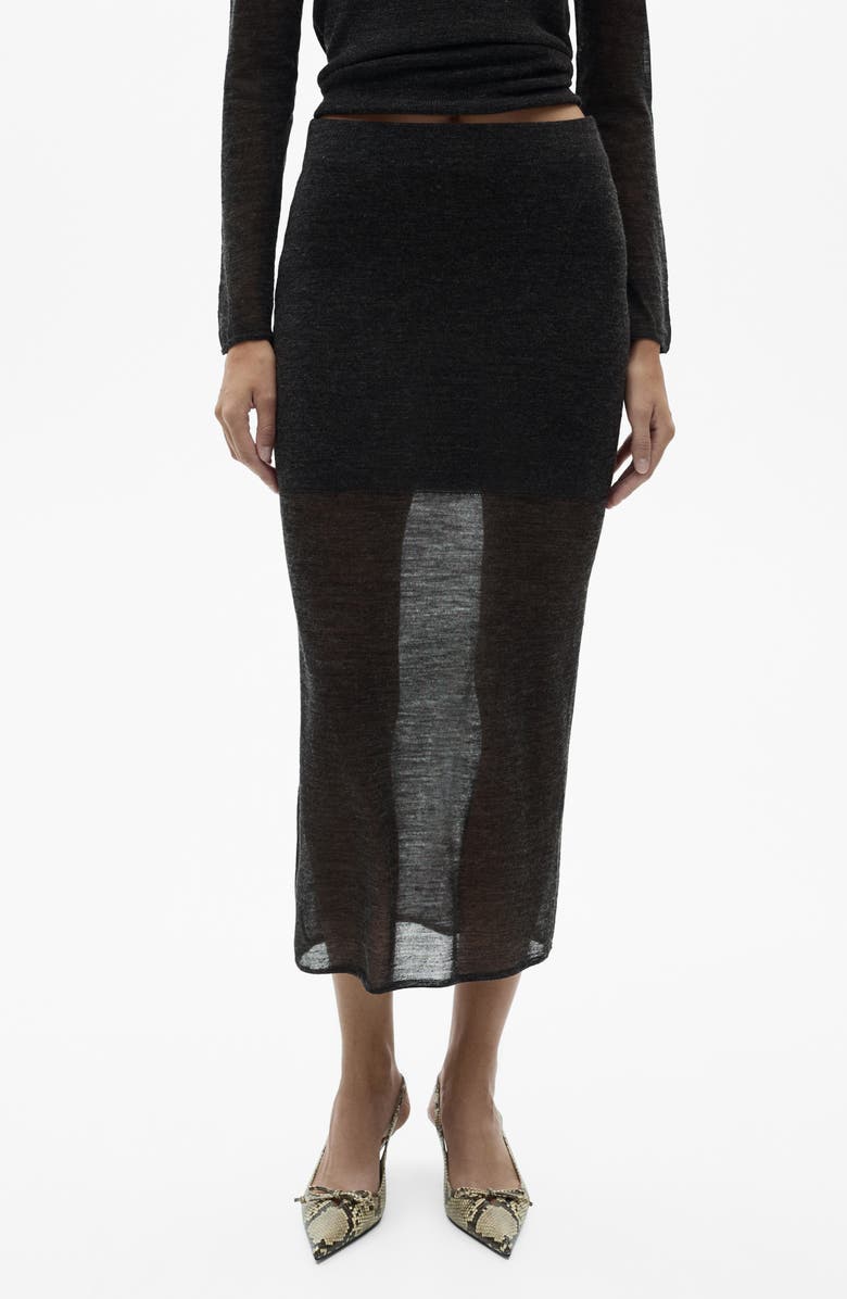 MANGO Semisheer Midi Skirt, Main, color, 
