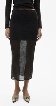 MANGO Semisheer Midi Skirt