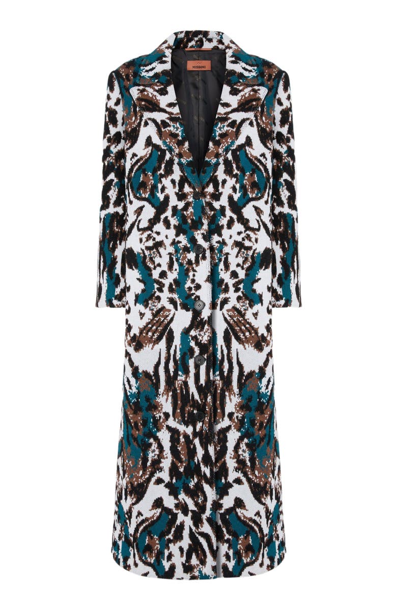 Missoni Long Single-breasted Coat With Animalier Pattern, Alternate, color, Multicoloured