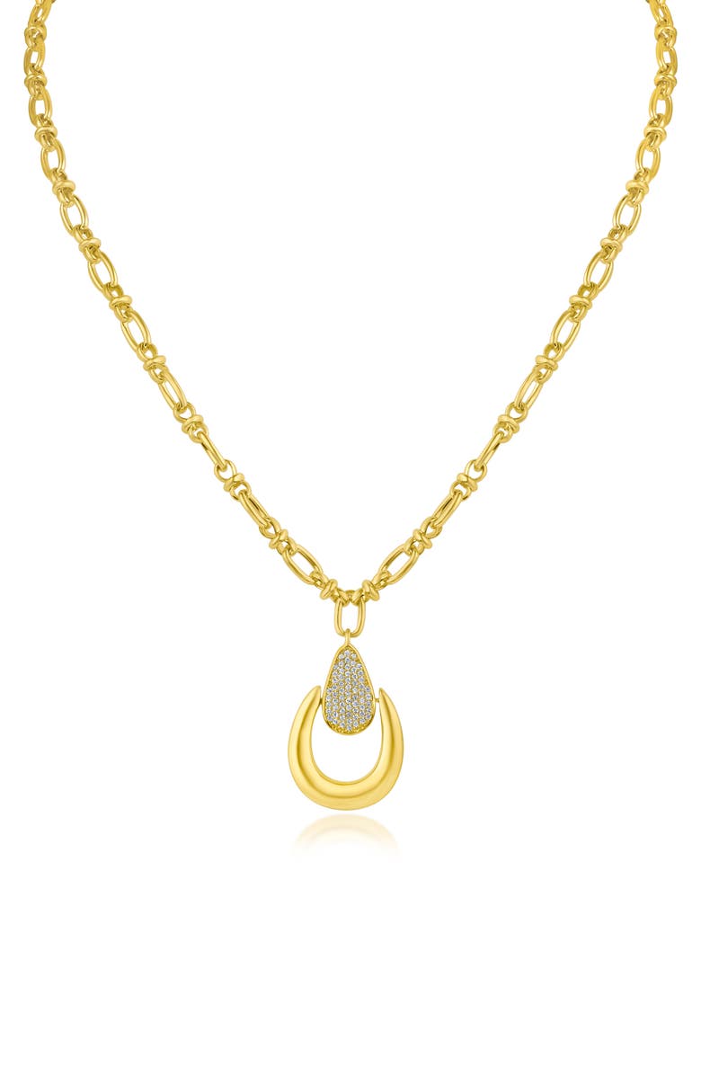 CZ by Kenneth Jay Lane CZ Pavé Teardrop Pendant Necklace, Main, color, 