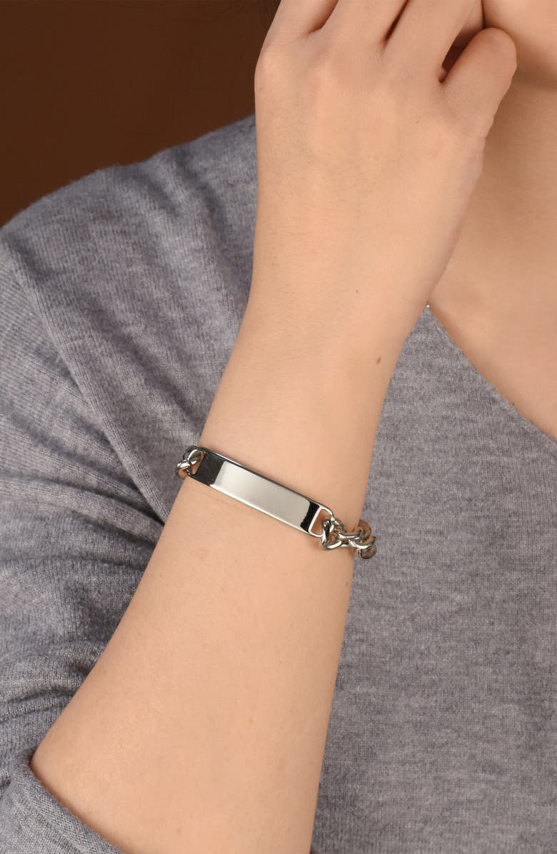 BLING JEWELRY Plate Charm Chain Bracelet, Alternate, color, Silver