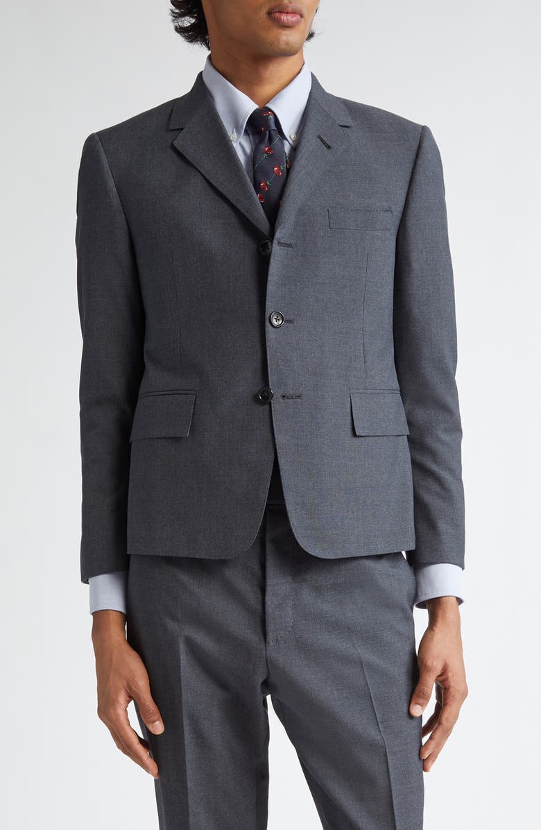 Thom Browne High Break Classic Fit Wool Blend Sport Coat, Main, color, Dark Grey