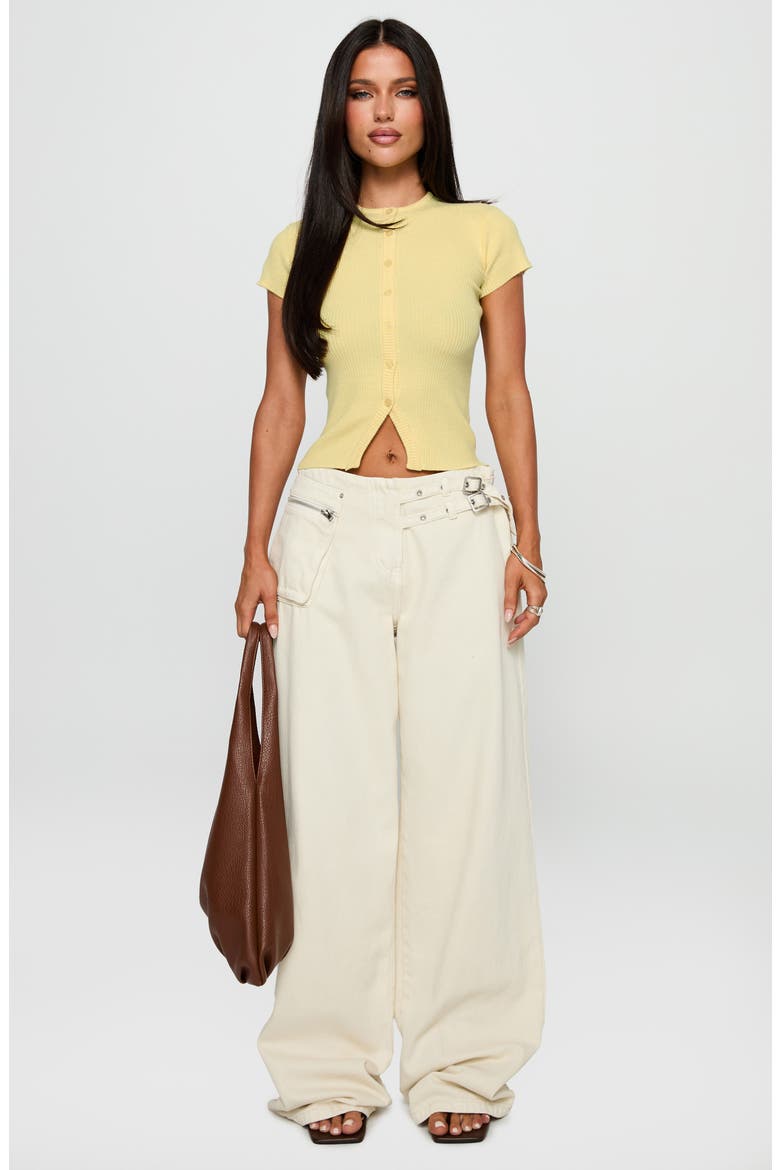 Suzu Lemon Rib Cardigan, Alternate, color, LEMON