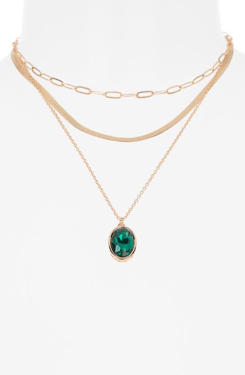 Nordstrom Rack Oval Crystal Pendant Triple Row Necklace