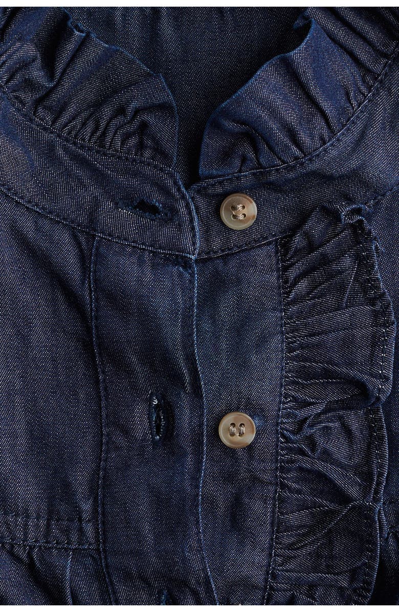 H&M Frill-collared Denim Blouse, Alternate, color, Dark Denim Blue