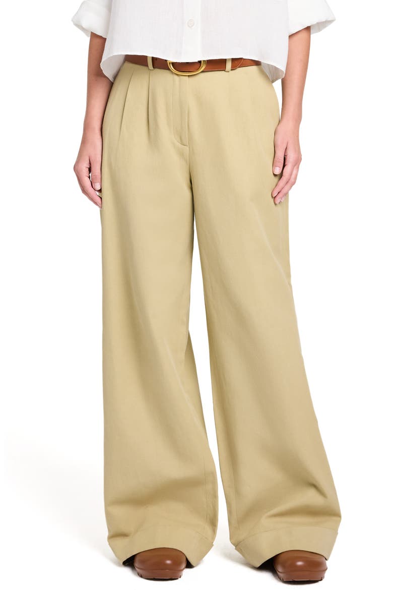 Delilah Cotton & Linen Blend Pants, Main, color, OLIVE GREY