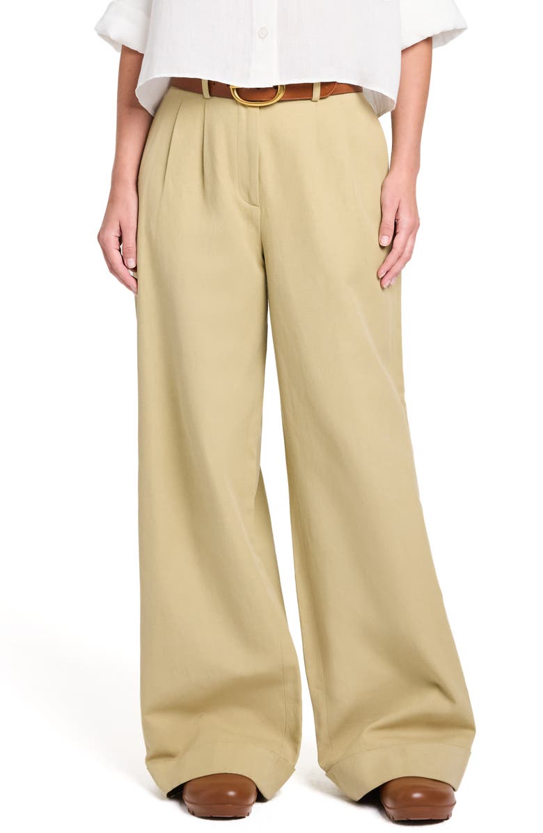 TWP Delilah Cotton & Linen Blend Pants, Main, color, Olive Grey