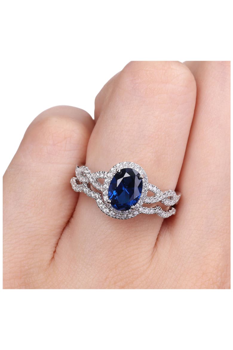 Sterling Silver Oval CZ Ring, Alternate, color, BLUE