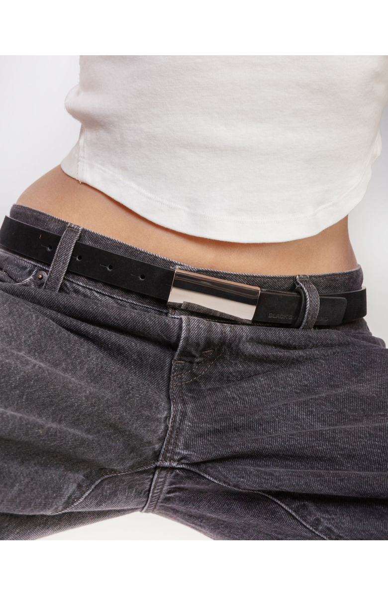 BLACK SUEDE STUDIO City Belt, Alternate, color, Black Suede / Silver