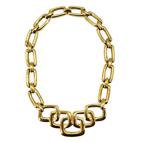 Vintage 1980s Goldtone Geometric Choker Necklace