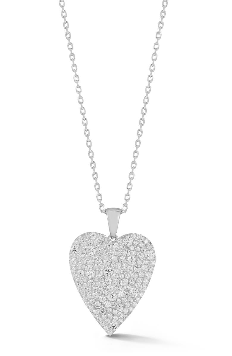 GLAZE JEWELRY Pavé Heart Pendant Necklace, Main, color, Silver