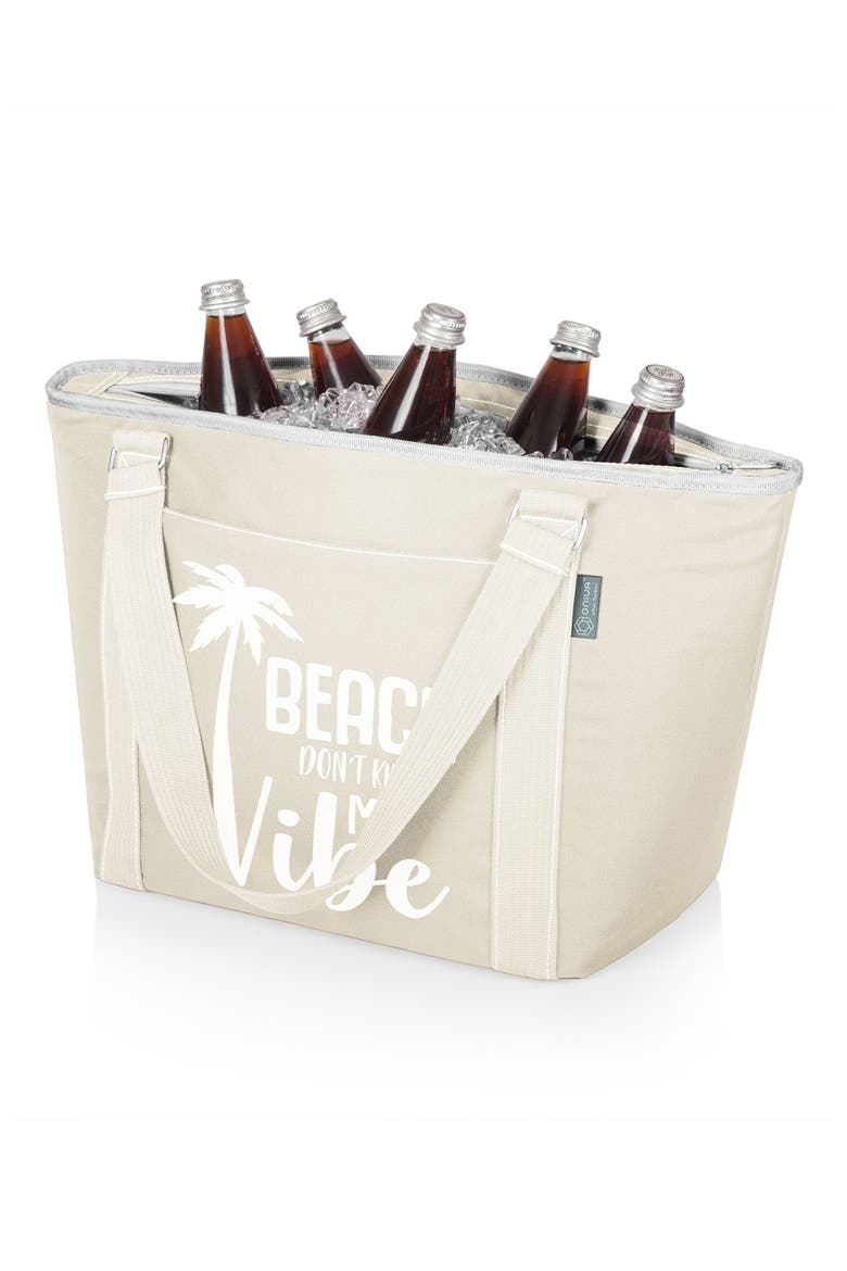 Topanga Beach Don't Kill My Vibe Sand Cooler Tote Bag, Alternate, color, BEIGE
