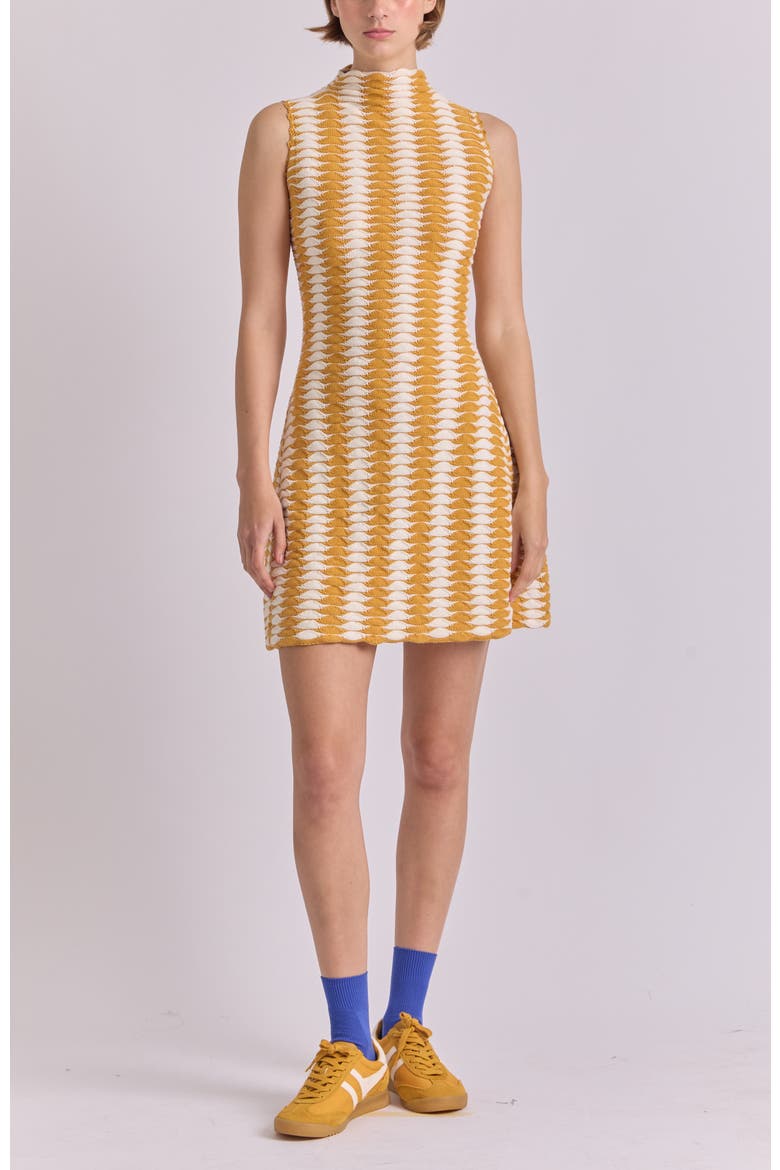 Monte Slip-on Mock Neck Knit Mini Dress, Main, color, Yellow White