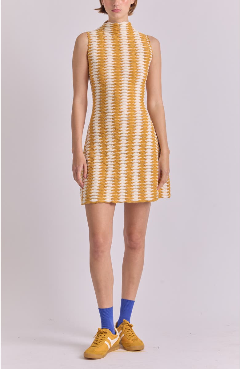 De Loreta Monte Slip-on Mock Neck Knit Mini Dress, Main, color, Yellow White
