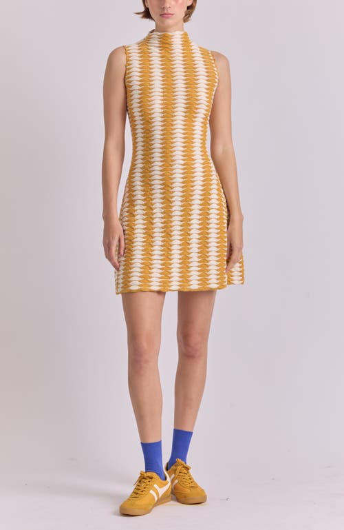 De Loreta Monte Slip-on Mock Neck Knit Mini Dress In White