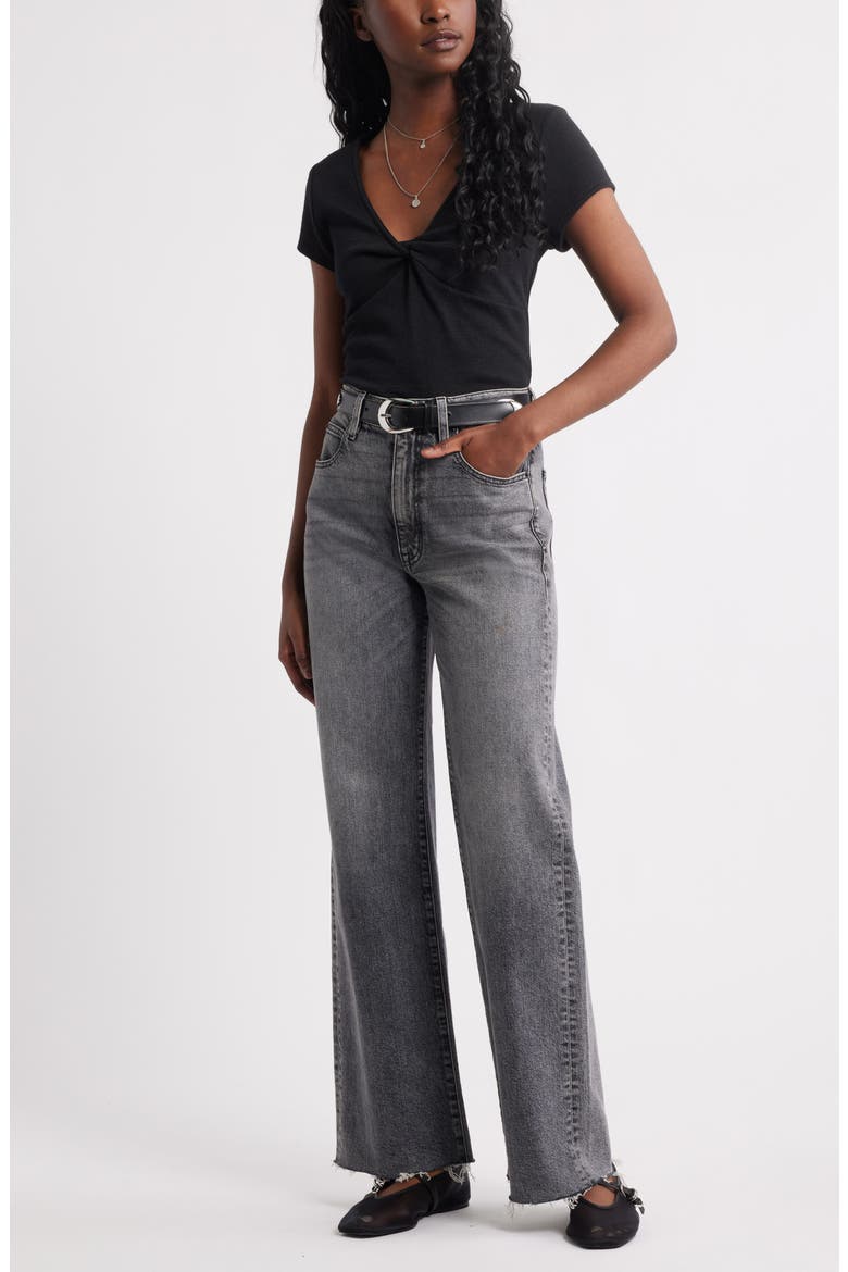 Twist Front V-Neck Knit Top, Alternate, color, BLACK