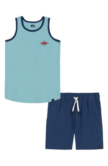 Quiksilver Knit Graphic Tank & Shorts Set In Blue