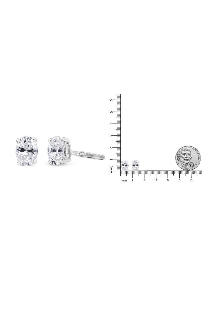 Haus of Brilliance 14K White Gold 1/2 Ct Lab Grown Oval Solitaire Diamond Stud Earrings, Alternate, color, White
