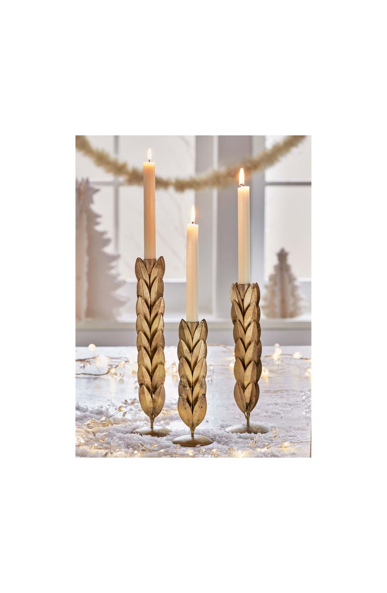 tag Orla Medium Taper Holder Antique Brass Iron Candle Holder, Alternate, color, Gold