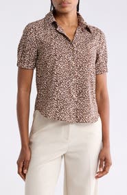 VIVID AURA Short Sleeve Button Front Shirt