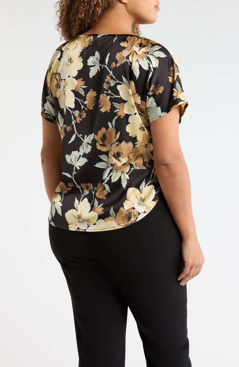 Anne Klein Floral Print Bateau Neck Top, Alternate, color, 