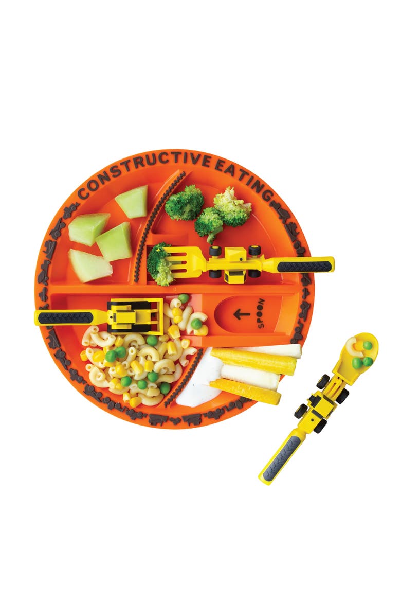 3 Piece Place Setting for Kids and Toddlers, Alternate, color, Orange