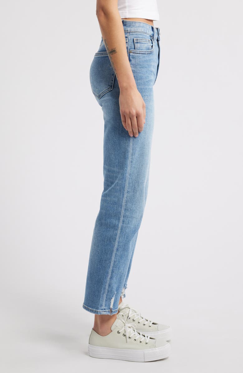 HIDDEN JEANS Frayed Hem Straight Leg Jeans, Alternate, color, Med Wash