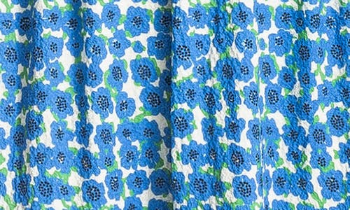 Max Studio Floral Short Sleeve Tiered Maxi Dress In Blue/cream Poppies Field
