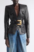 Balmain Belted Leather Jacket