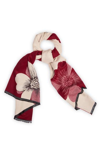 Saachi Floral Reversible Scarf In Red
